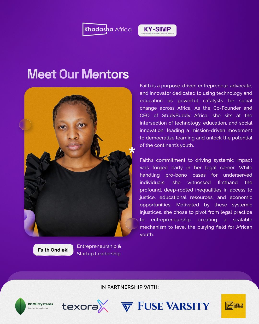 KY-SIMP mentor flier for Faith Ondieki