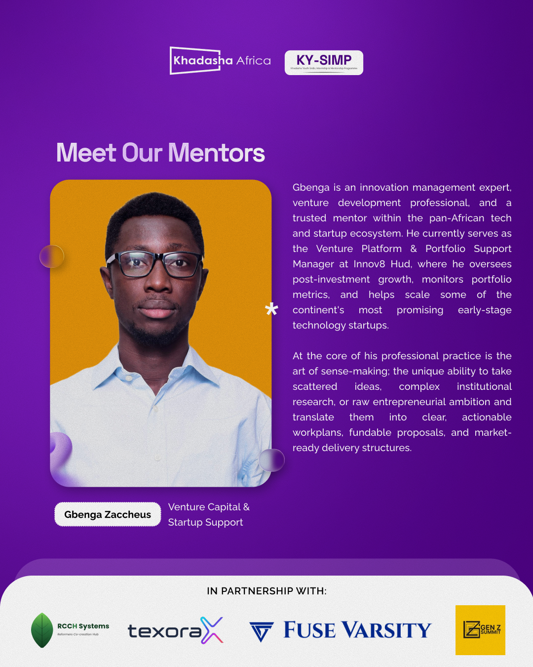 KY-SIMP mentor flier for Gbenga Zaccheus