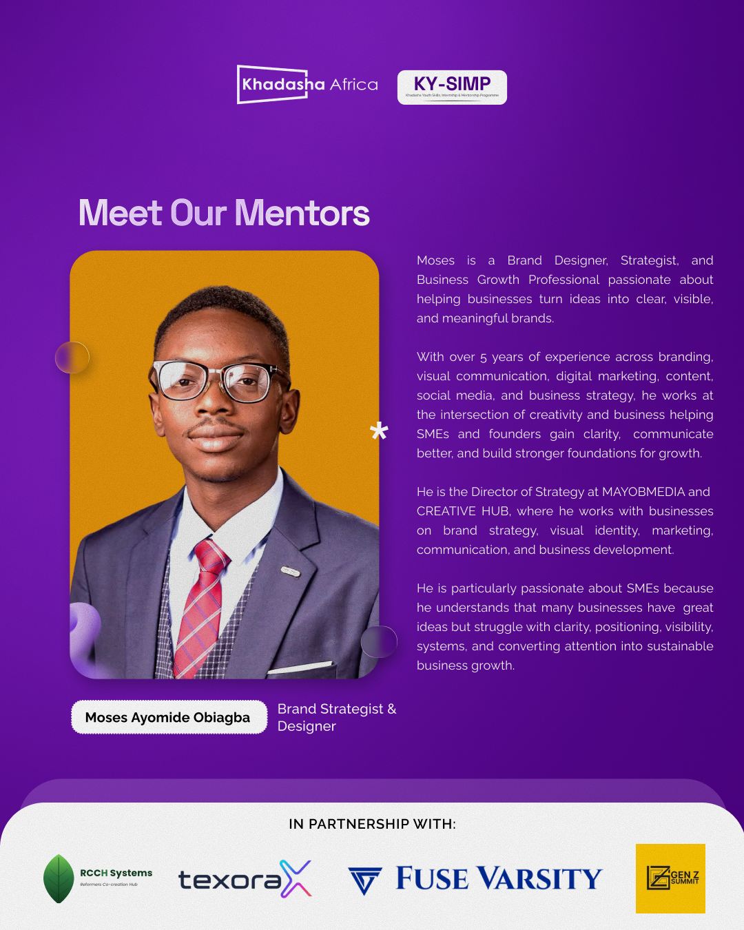 KY-SIMP mentor flier for Moses Ayomide Obiagba