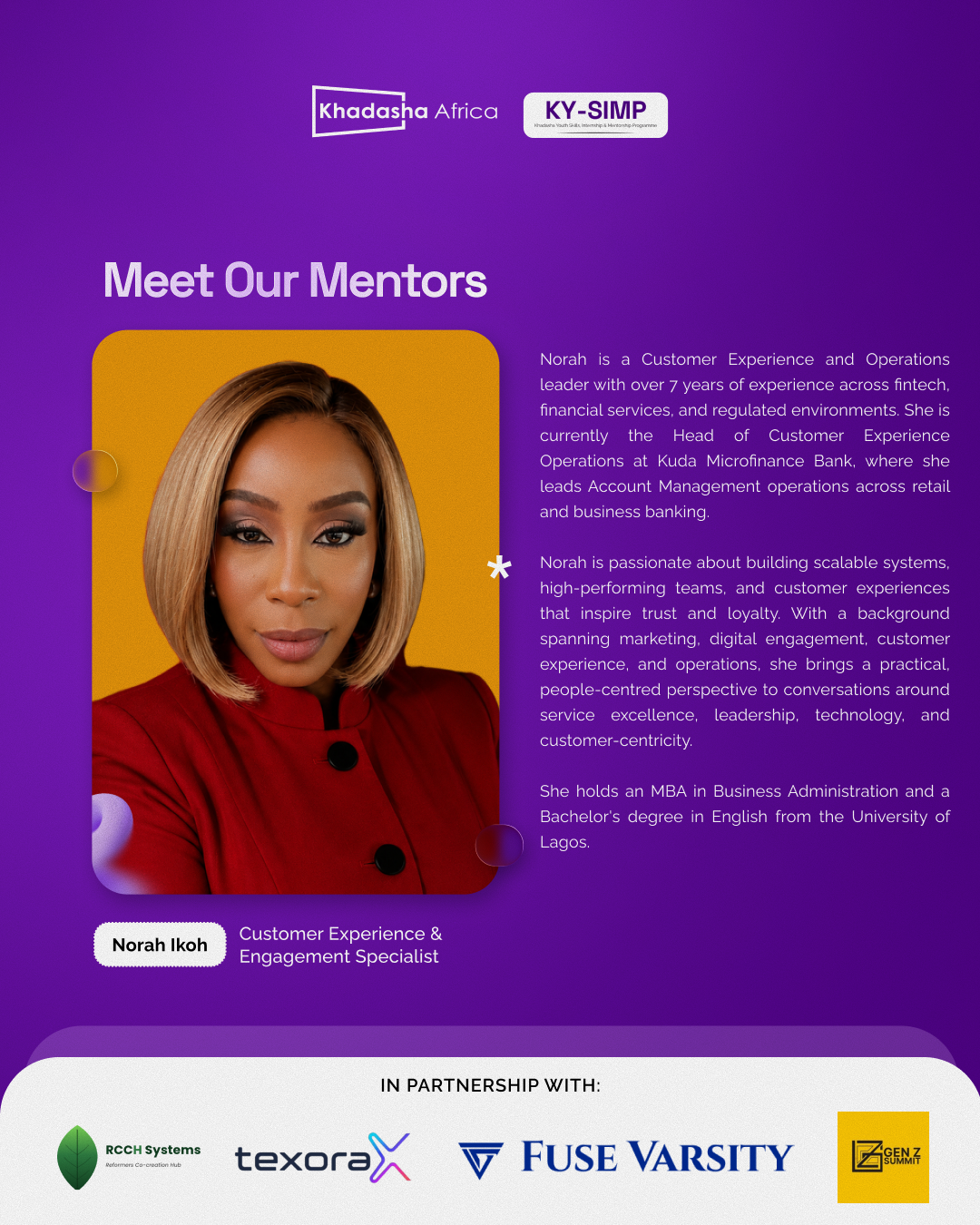 KY-SIMP mentor flier for Norah Ikoh